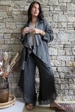 Rustic Nature Bubble Cotton Slant Frill Pant Washed Charcoal